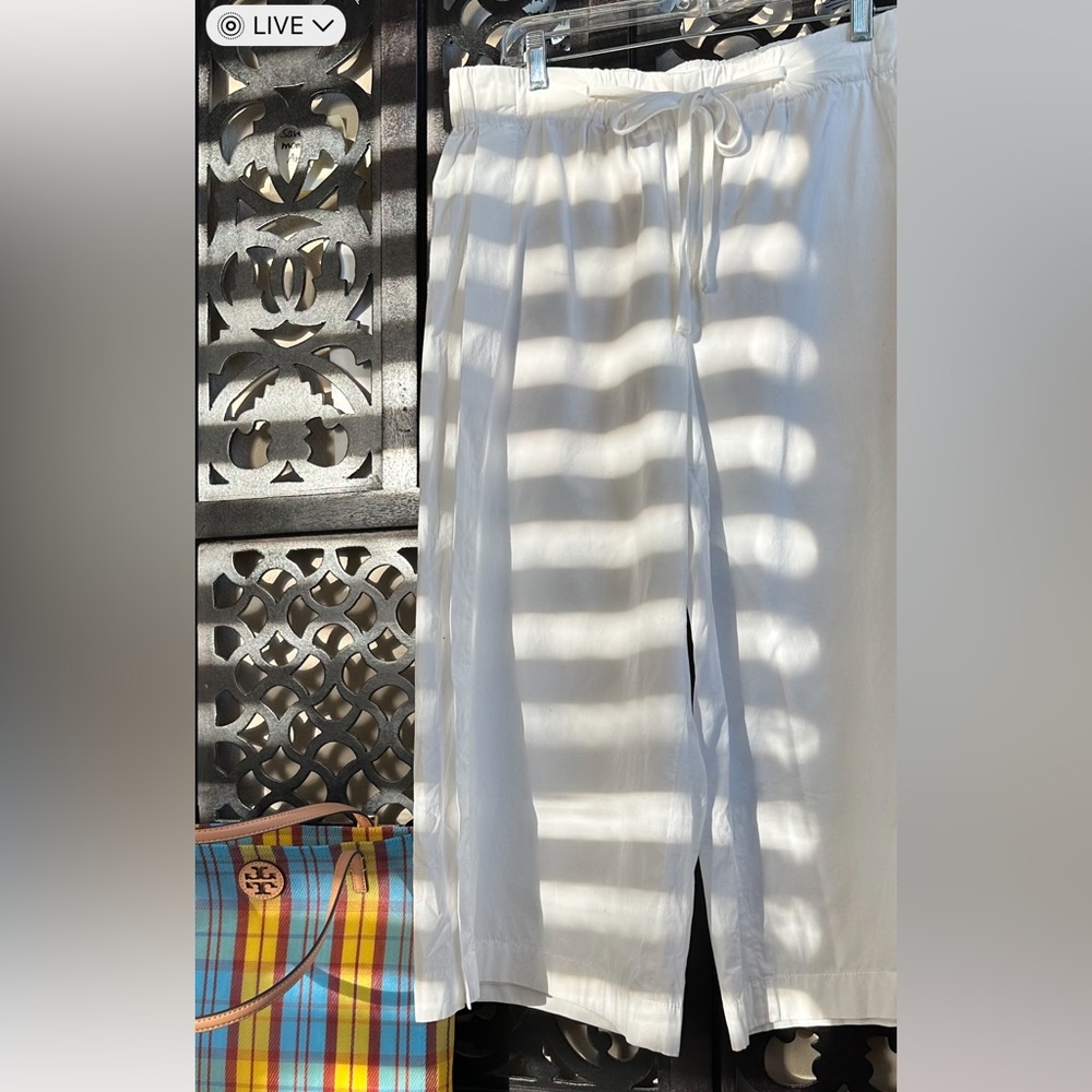 VINCE Wide Leg Cotton Pants Side-Slit Culottes in White Size- M/L - Picture 17 of 17